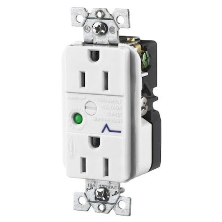 Hubbell Wiring Device-Kellems Duplex Straight Blade Receptacle, 5-15R, 15 A, 125V AC, 2 Pole, 3 Wire, Flush Mount, Grounded HBL5262WSA